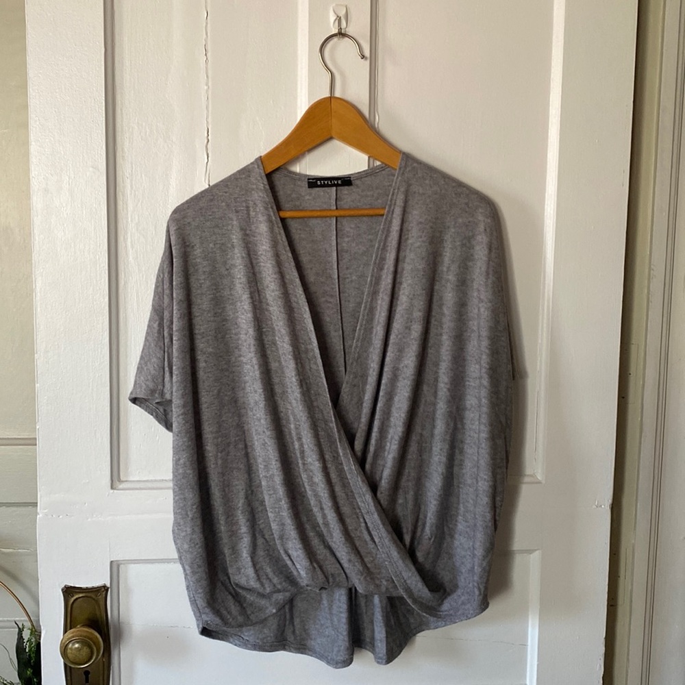 Stylive Short Sleeve Wrap T-Shirt